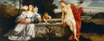 Titian Painting - Sacred and Profane Love Tiziano Titian